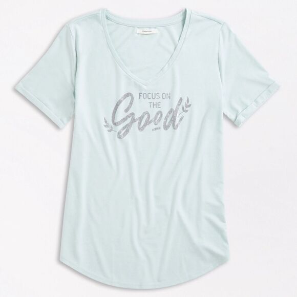 NWT Maurices Focus On The Good V Neck Graphic Short Sleeve Tee M - Picture 7 of 7